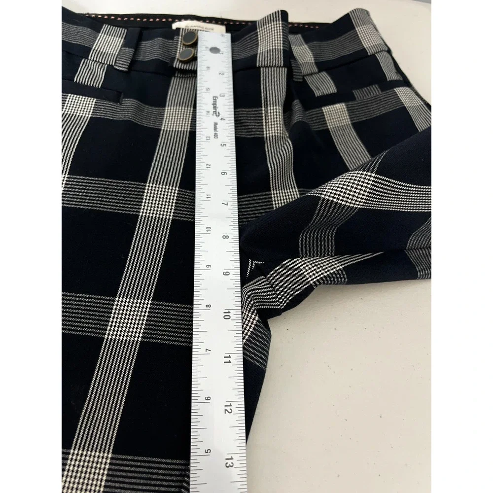 Anthropologie‎ Pants Womens 4 A+ Plaid The Essential Slim Trousers Black White